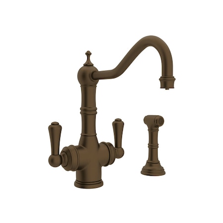 Perrin & Rowe Edwardian Two Handle Filter Kitchen Faucet With Side Spray U.1570LS-EB-2
